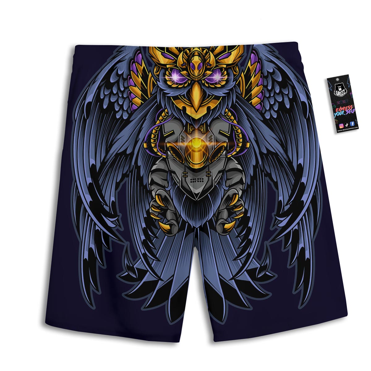 Owl Steampunk Print Men's Athletic Shorts