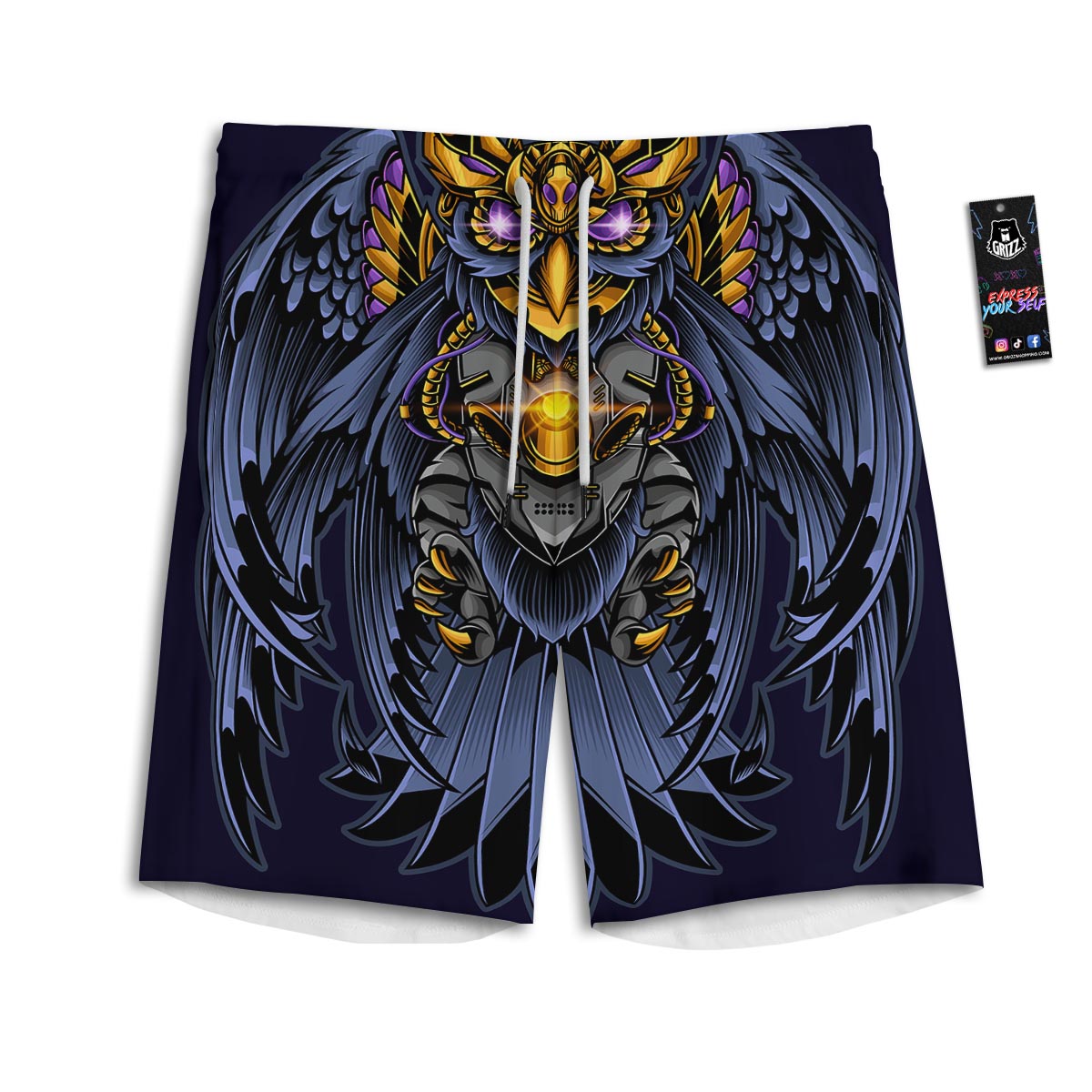Owl Steampunk Print Men's Athletic Shorts