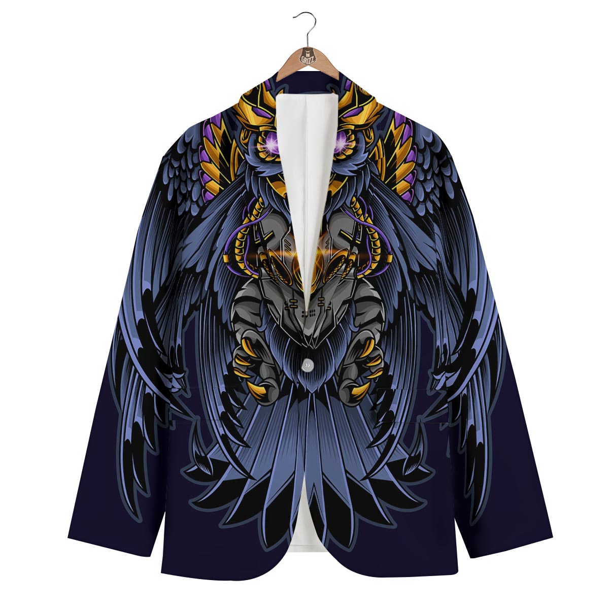 Owl Steampunk Print Men's Blazer-grizzshop