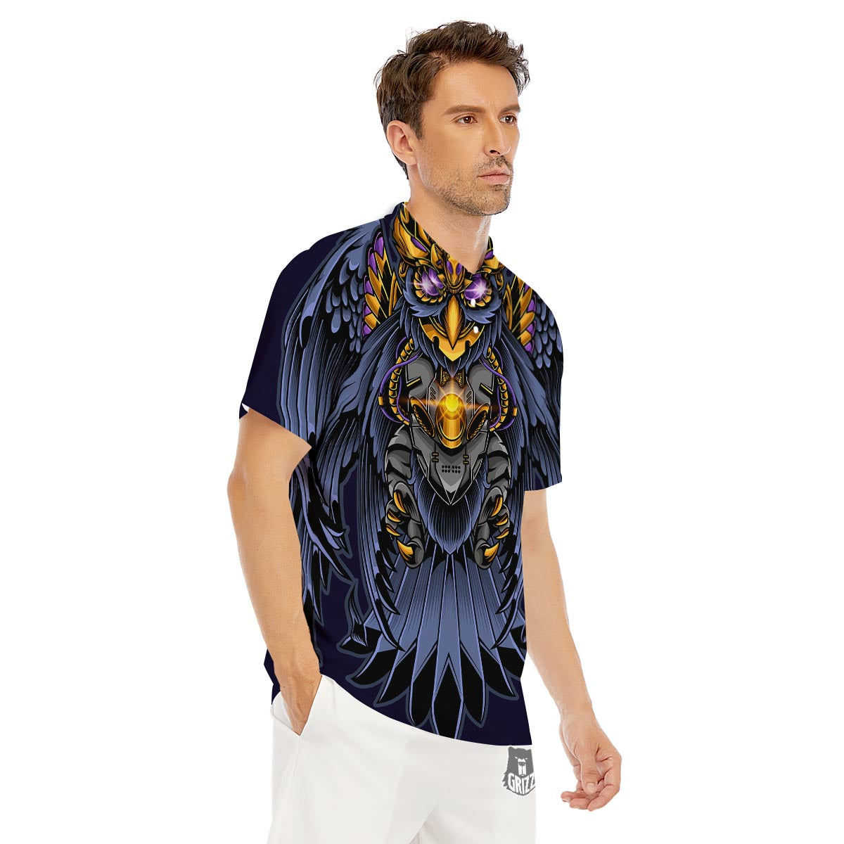 Owl Steampunk Print Men's Golf Shirts-grizzshop