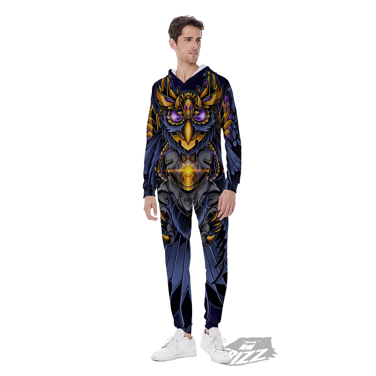Owl Steampunk Print Men's Jumpsuit-grizzshop