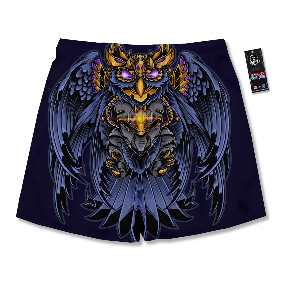 Owl Steampunk Print Men's Running Shorts-grizzshop