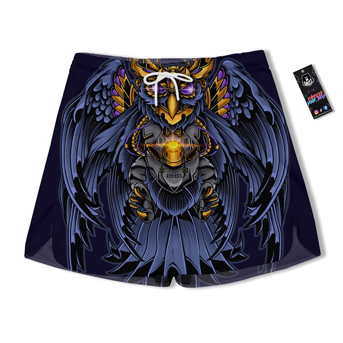 Owl Steampunk Print Men's Running Shorts-grizzshop