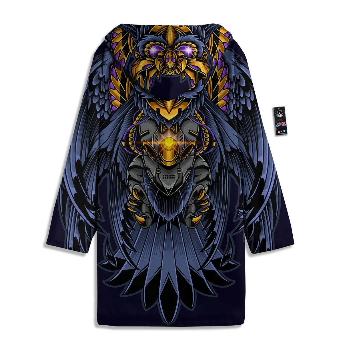 Owl Steampunk Print Men's Windbreaker Jacket-grizzshop
