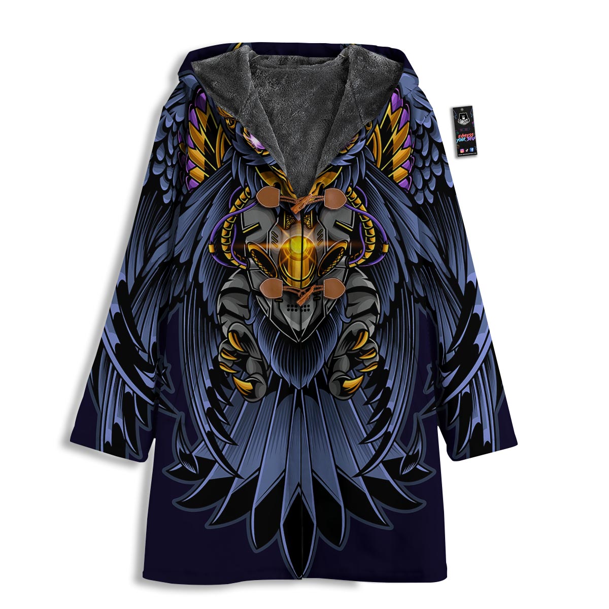 Owl Steampunk Print Men's Windbreaker Jacket-grizzshop