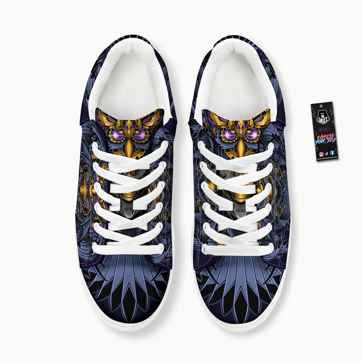 Owl Steampunk Print Platform Shoes-grizzshop