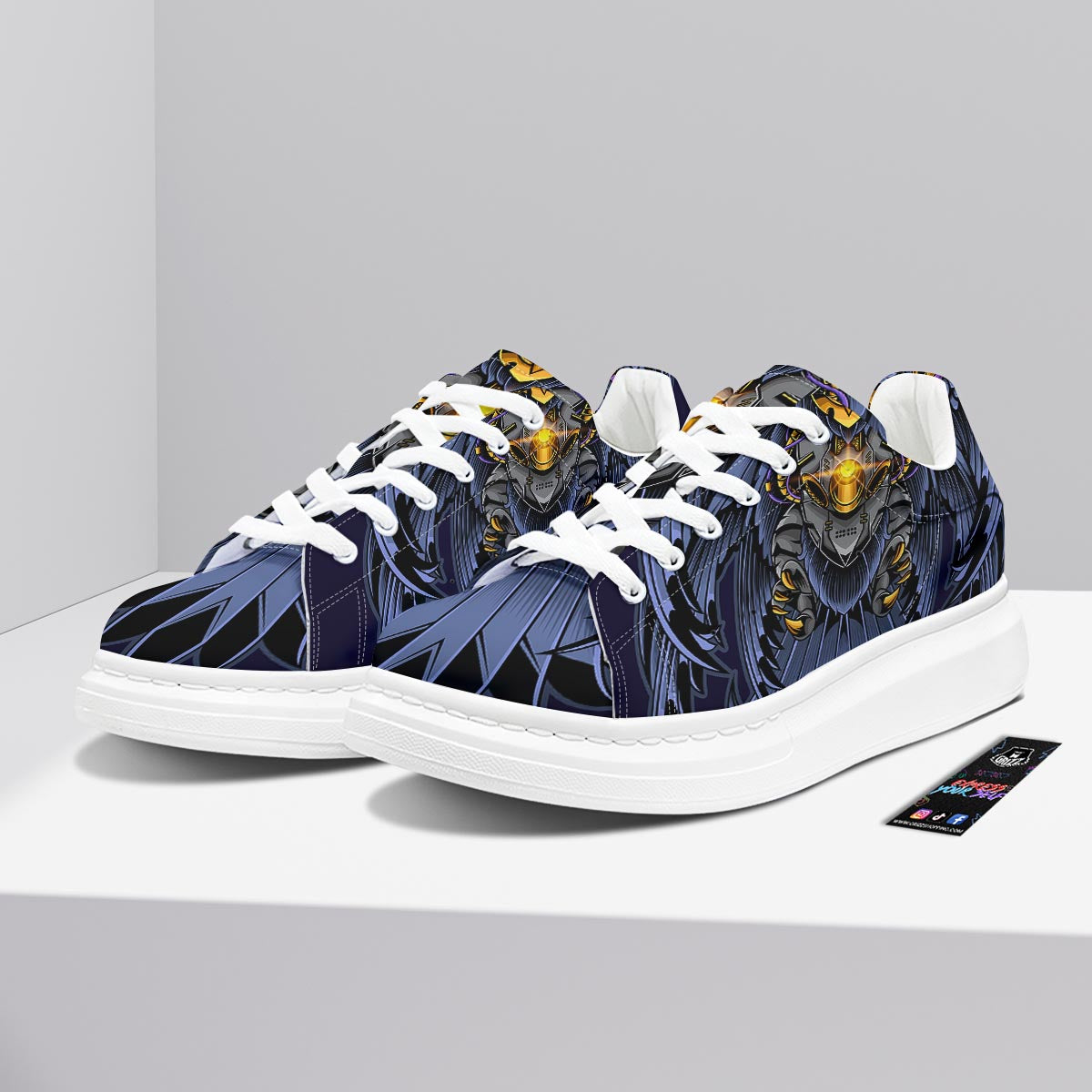 Owl Steampunk Print Platform Shoes-grizzshop