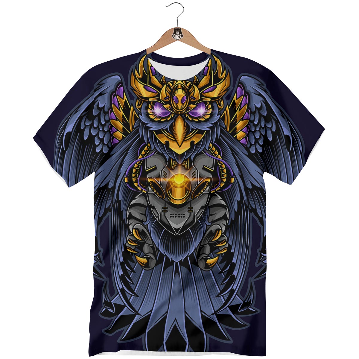 Owl Steampunk Print T-Shirt-grizzshop