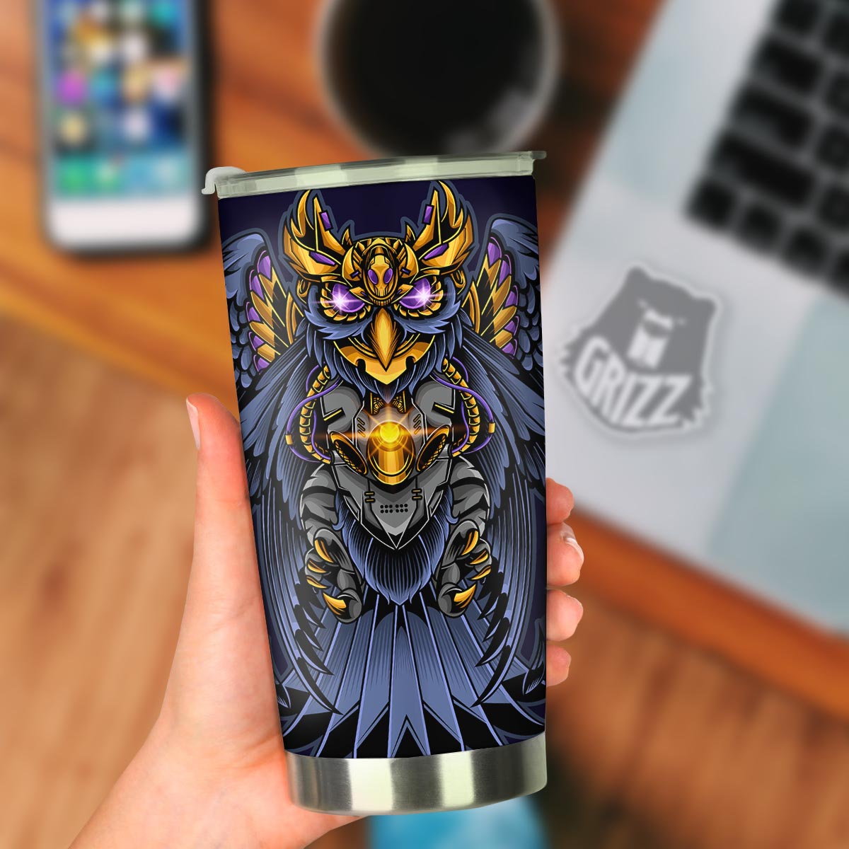Owl Steampunk Print Tumbler-grizzshop