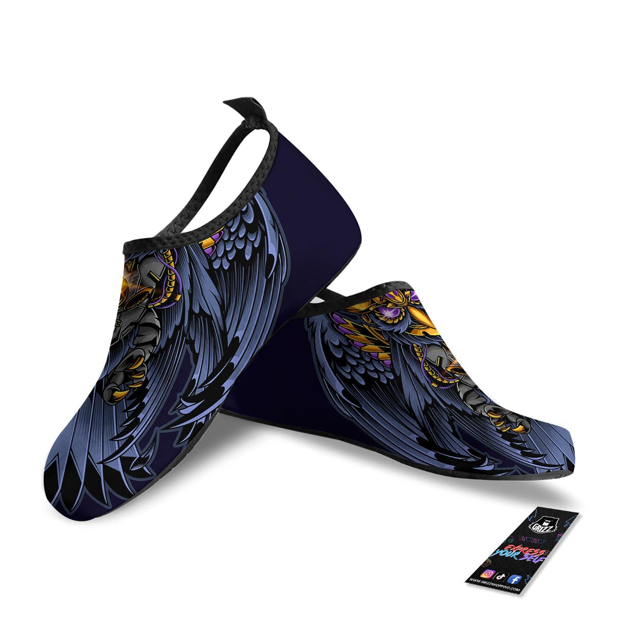 Owl Steampunk Print Water Shoes-grizzshop