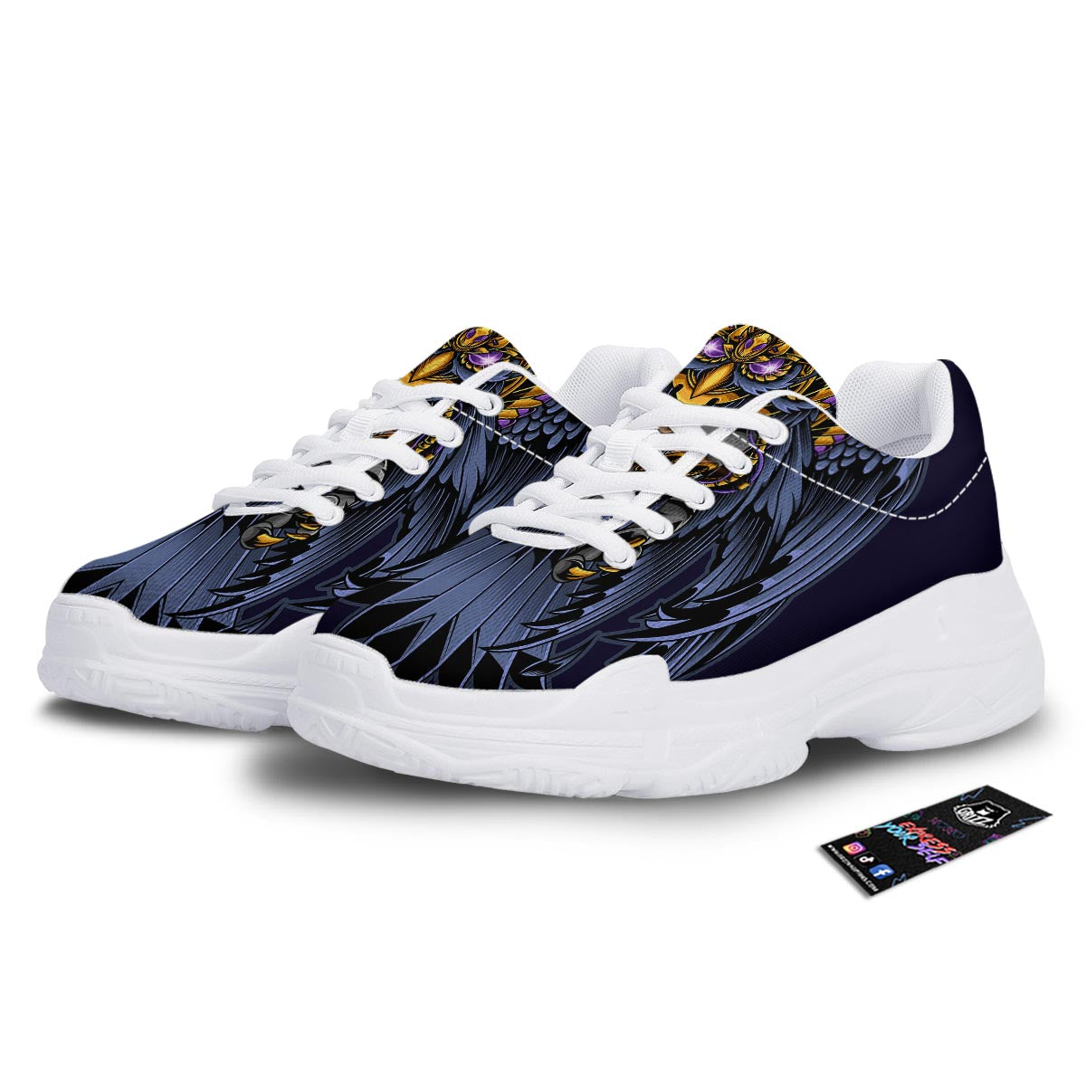 Owl Steampunk Print White Chunky Shoes-grizzshop