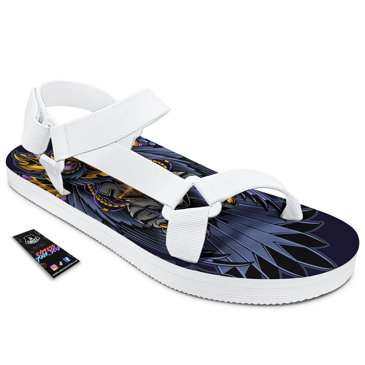 Owl Steampunk Print White Open Toe Sandals-grizzshop