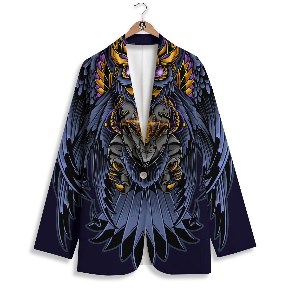 Owl Steampunk Print Women's Blazer-grizzshop
