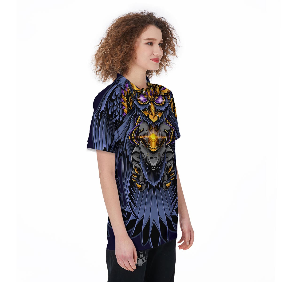 Owl Steampunk Print Women's Golf Shirts-grizzshop