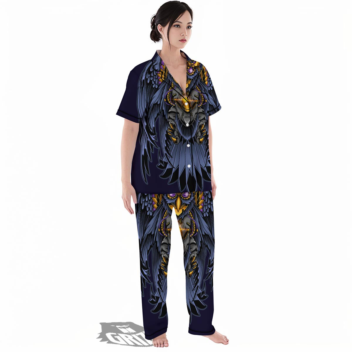 Owl Steampunk Print Women's Pajamas Set-grizzshop