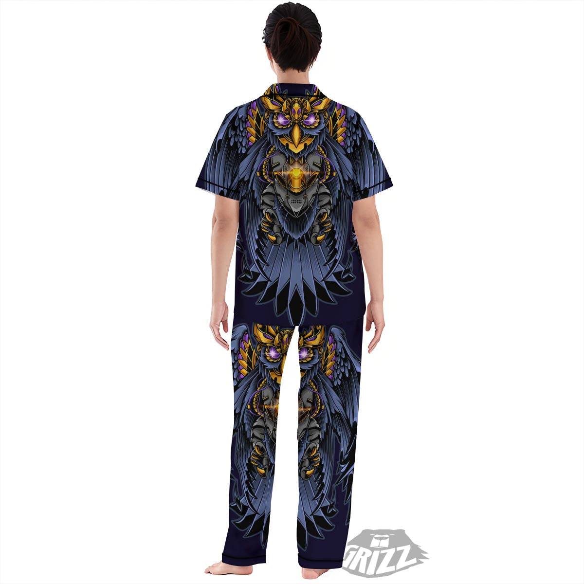 Owl Steampunk Print Women's Pajamas Set-grizzshop