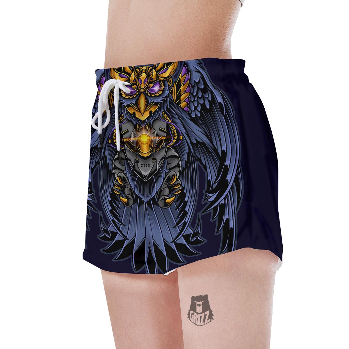 Owl Steampunk Print Women's Shorts-grizzshop