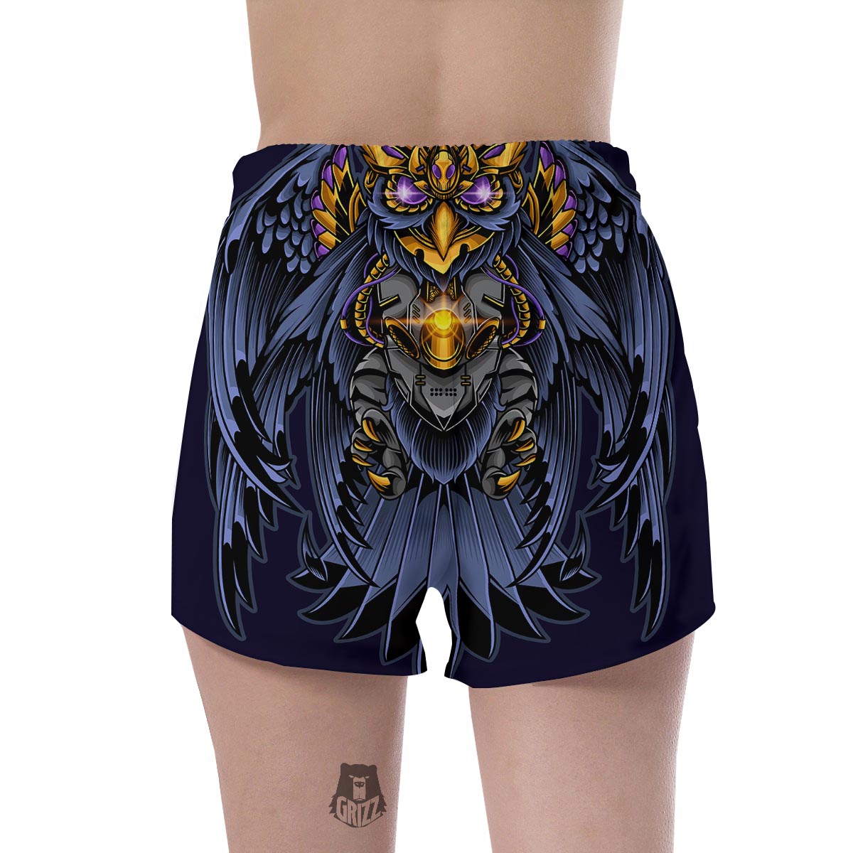 Owl Steampunk Print Women's Shorts-grizzshop