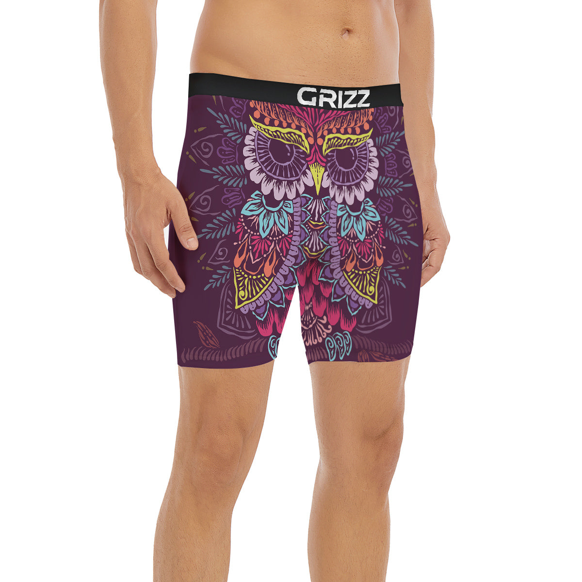 Owl Tribal Colorful Print Boxer Briefs-grizzshop