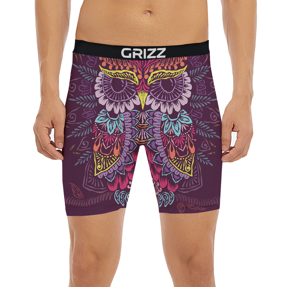 Owl Tribal Colorful Print Boxer Briefs-grizzshop