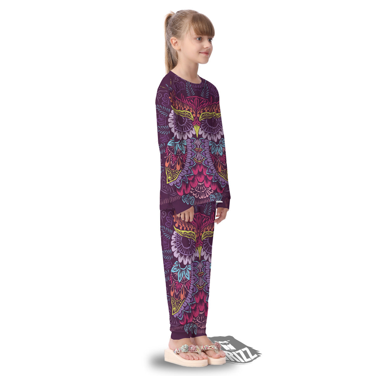 Owl Tribal Colorful Print Kid's Pajamas-grizzshop
