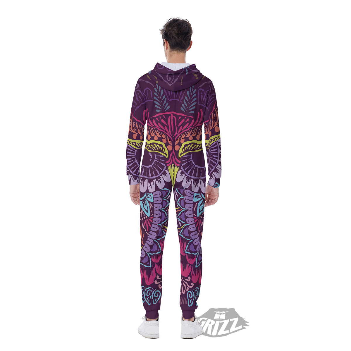 Owl Tribal Colorful Print Men's Jumpsuit-grizzshop