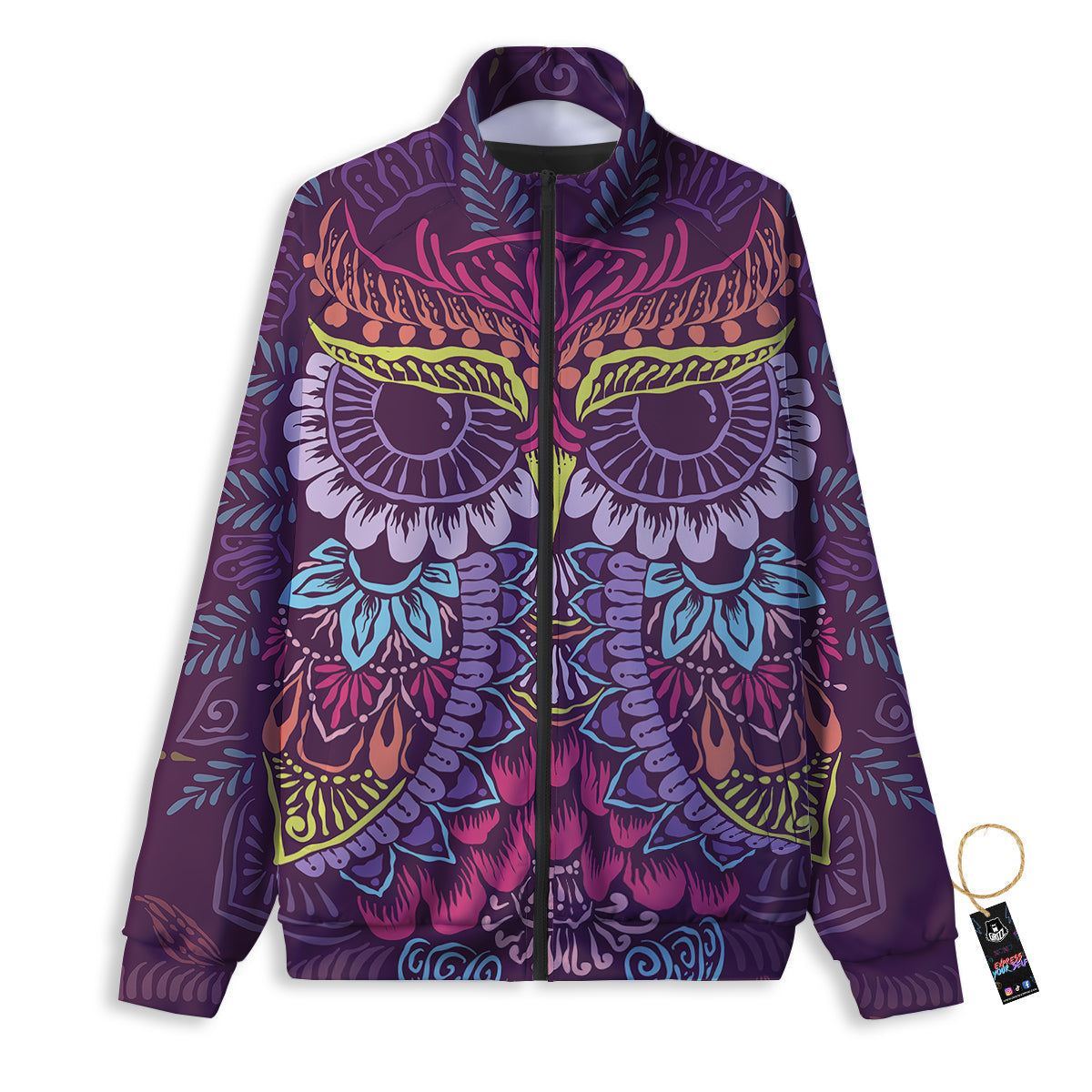 Owl Tribal Colorful Print Track Jacket-grizzshop