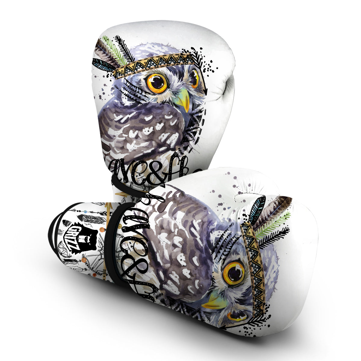 Owl Watercolor Boxing Gloves-grizzshop