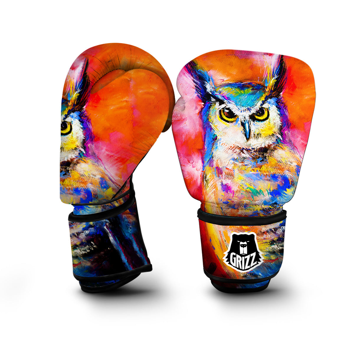 Owl Watercolor Paint Boxing Gloves-grizzshop