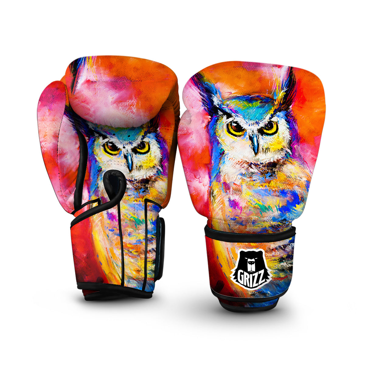 Owl Watercolor Paint Boxing Gloves-grizzshop