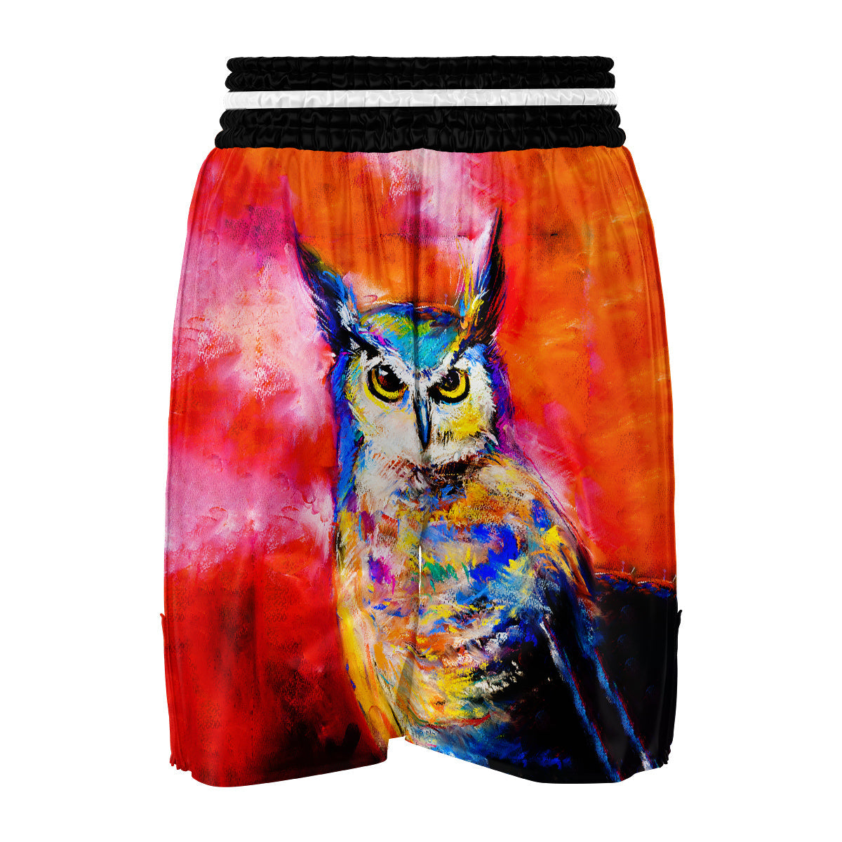Owl Watercolor Paint Boxing Shorts-grizzshop