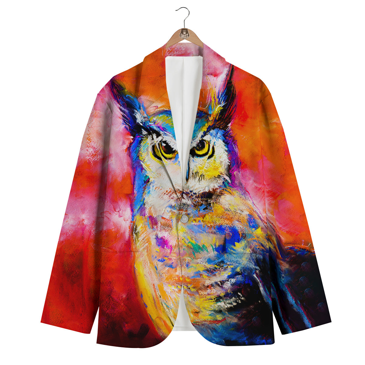 Owl Watercolor Paint Men's Blazer-grizzshop