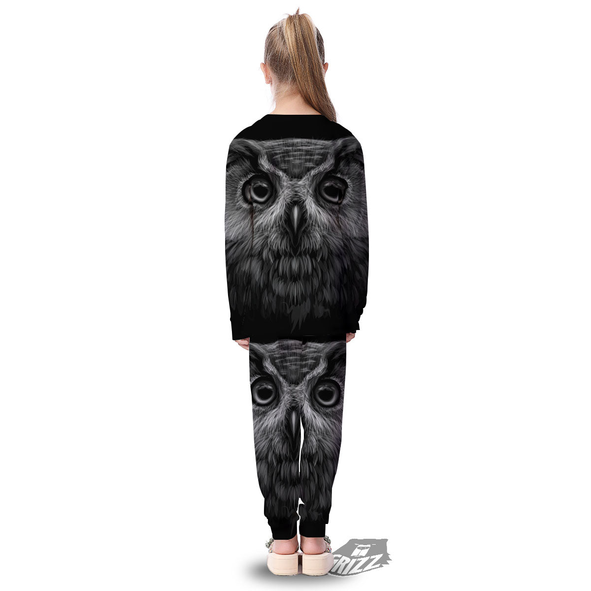 Owl White And Black Print Kid's Pajamas-grizzshop