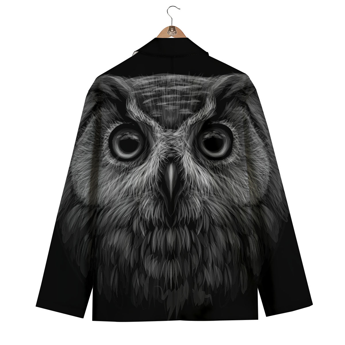 Owl White And Black Print Men's Blazer-grizzshop