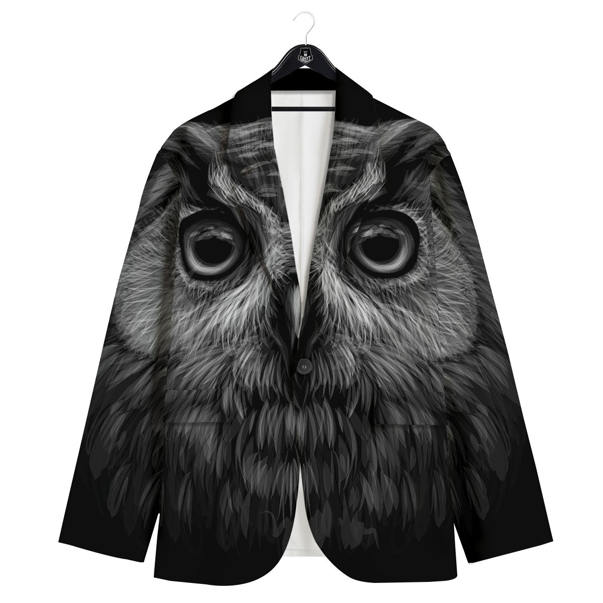 Owl White And Black Print Men's Sport Coat-grizzshop