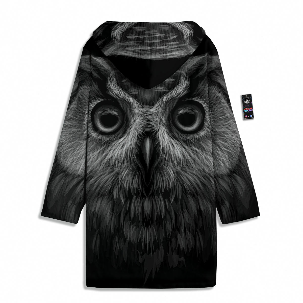 Owl White And Black Print Men's Windbreaker Jacket-grizzshop