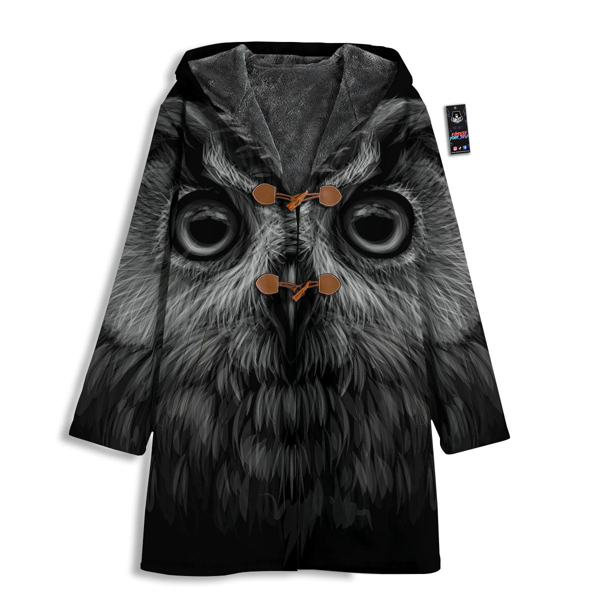 Owl White And Black Print Men's Windbreaker Jacket-grizzshop