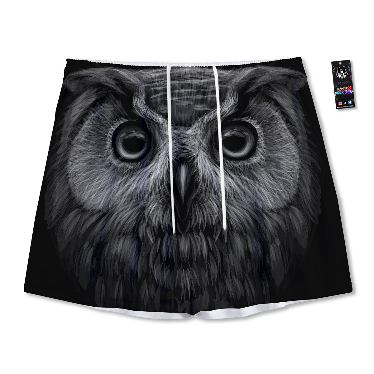 Paw Grey Animal Print Pattern Mesh Shorts