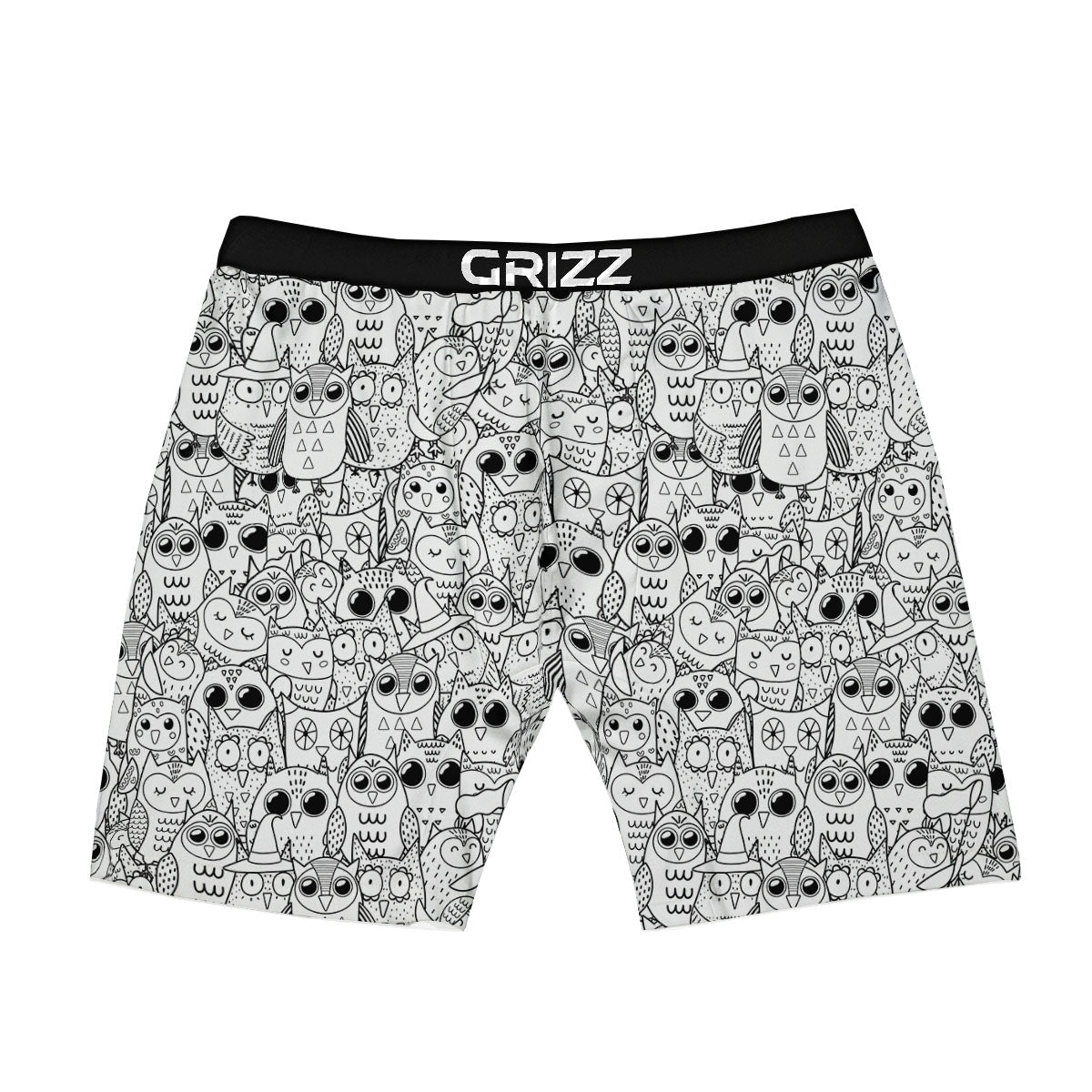 Owl White And Black Print Pattern Boxer Briefs-grizzshop