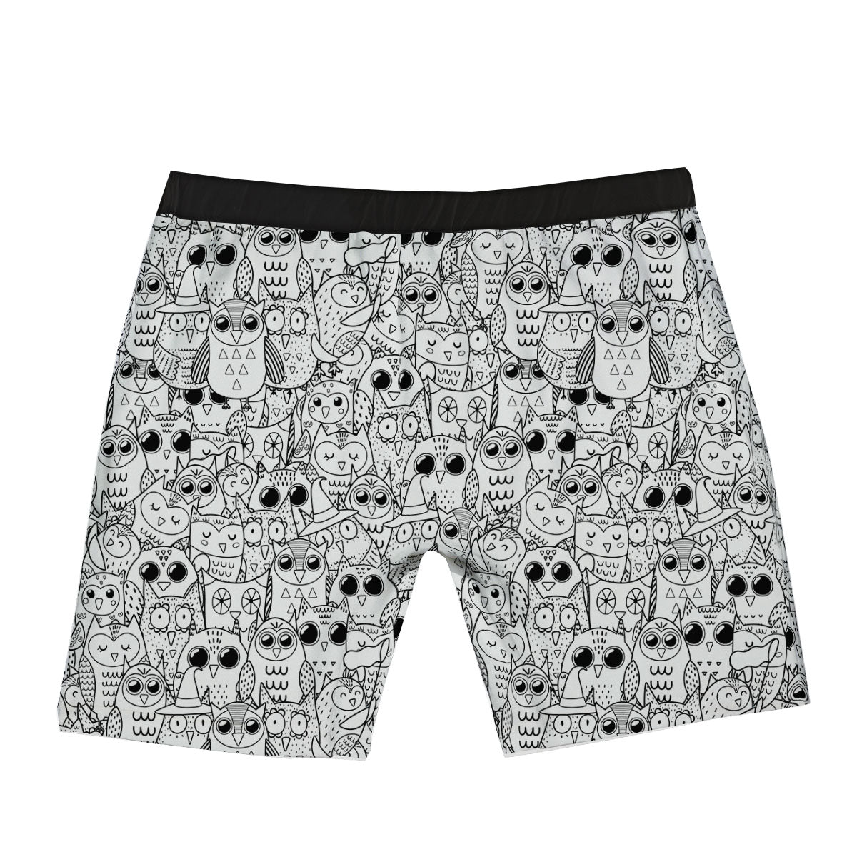 Owl White And Black Print Pattern Boxer Briefs-grizzshop