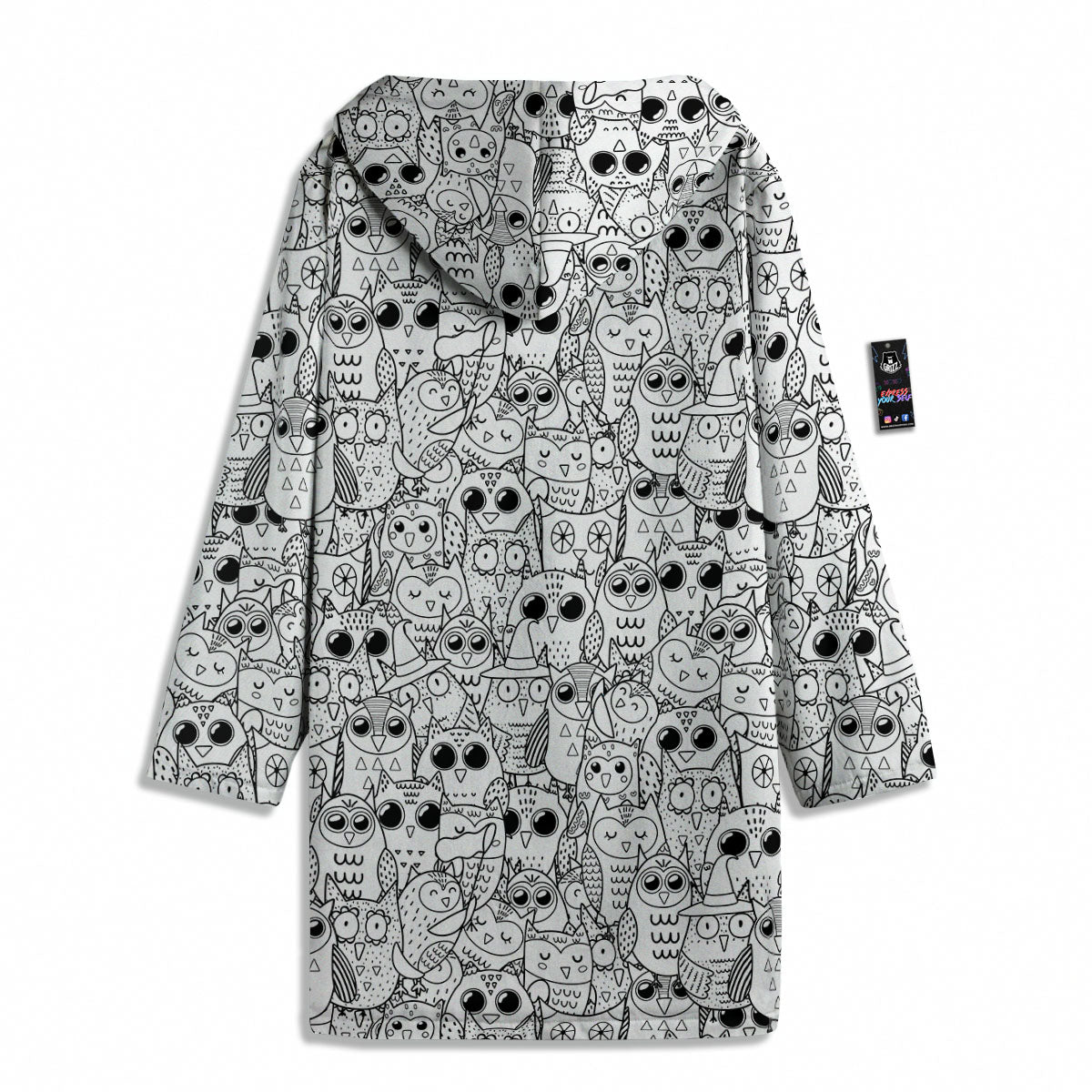 Owl White And Black Print Pattern Men's Windbreaker Jacket-grizzshop