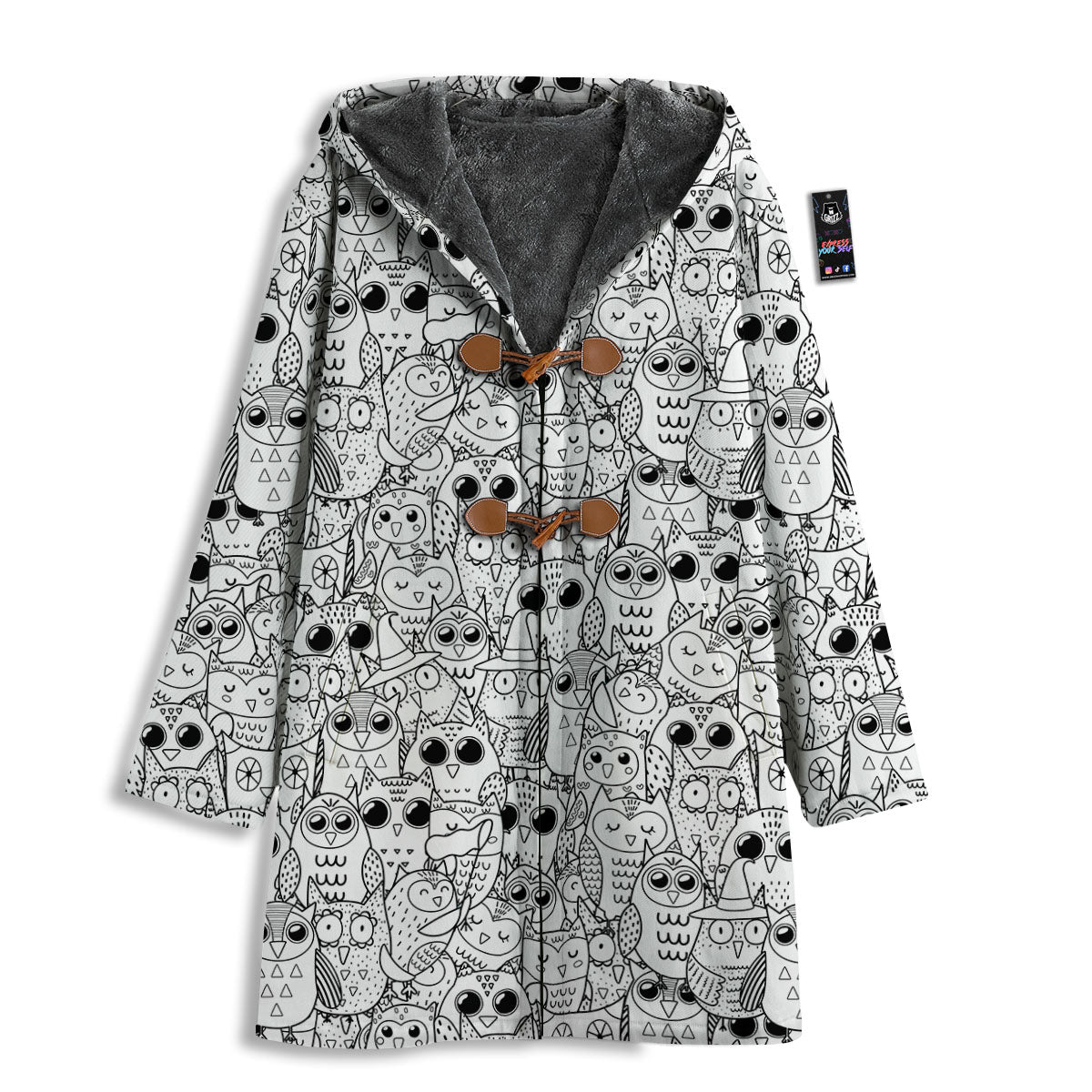 Owl White And Black Print Pattern Men's Windbreaker Jacket-grizzshop