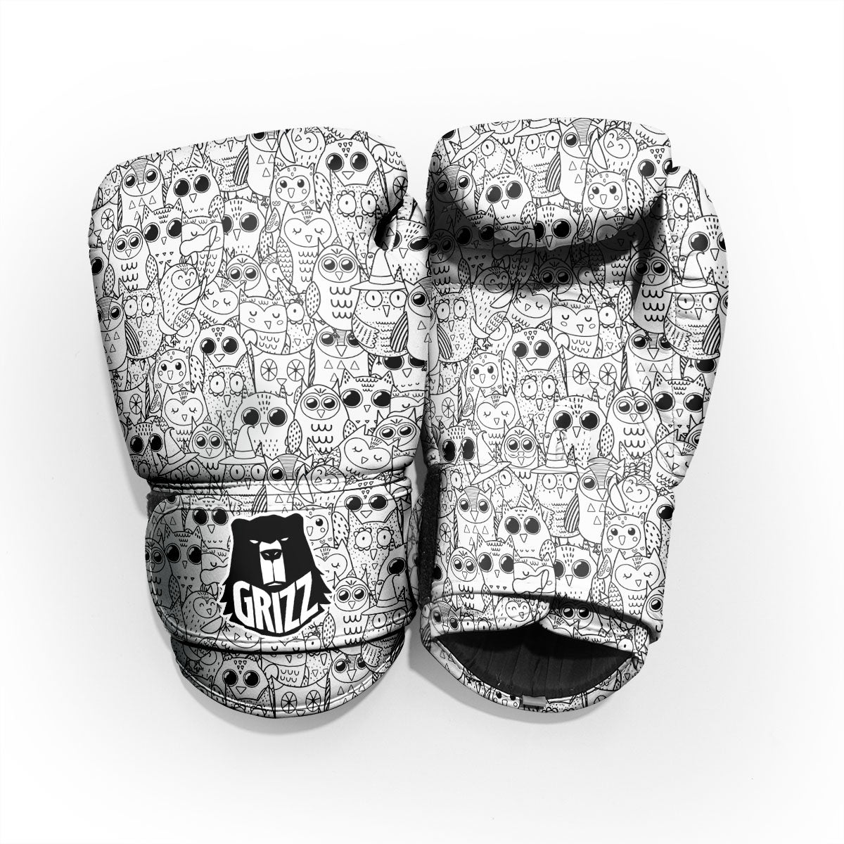 Owl White And Black Print Pattern Pro Boxing Glove
