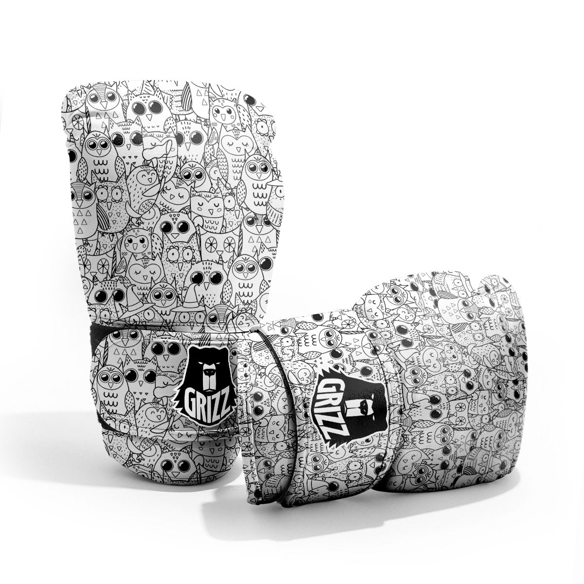 Owl White And Black Print Pattern Pro Boxing Glove