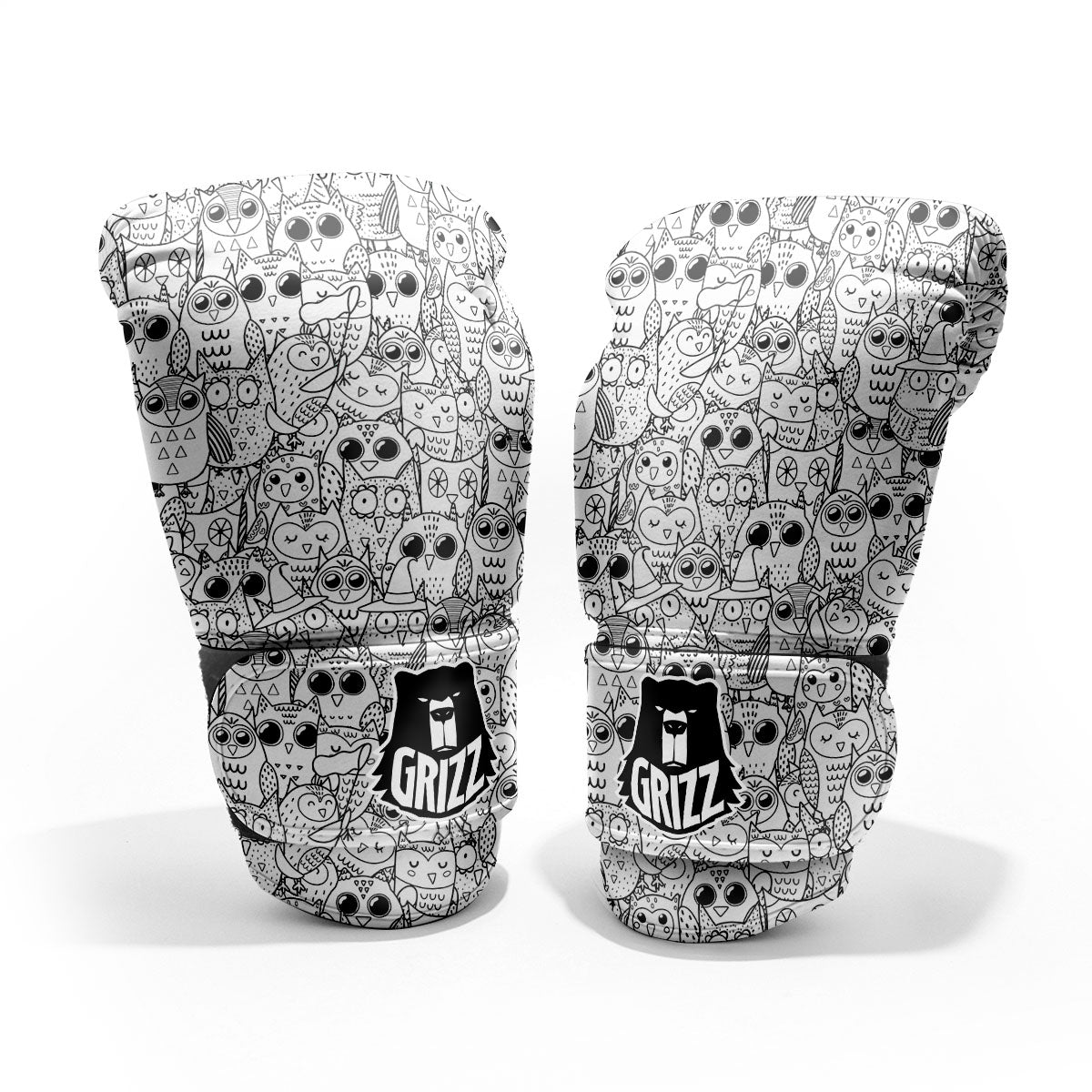 Owl White And Black Print Pattern Pro Boxing Glove