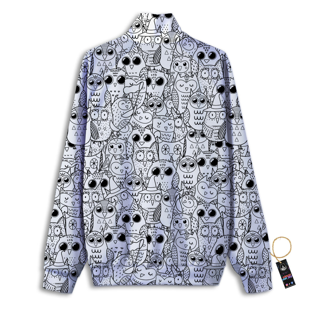 Owl White And Black Print Pattern Track Jacket-grizzshop