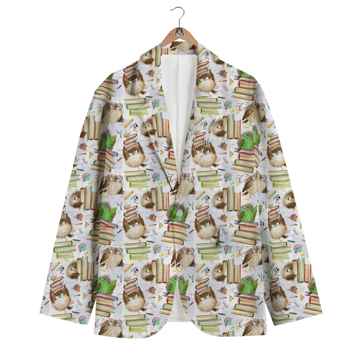 Owl With Book Men's Blazer-grizzshop