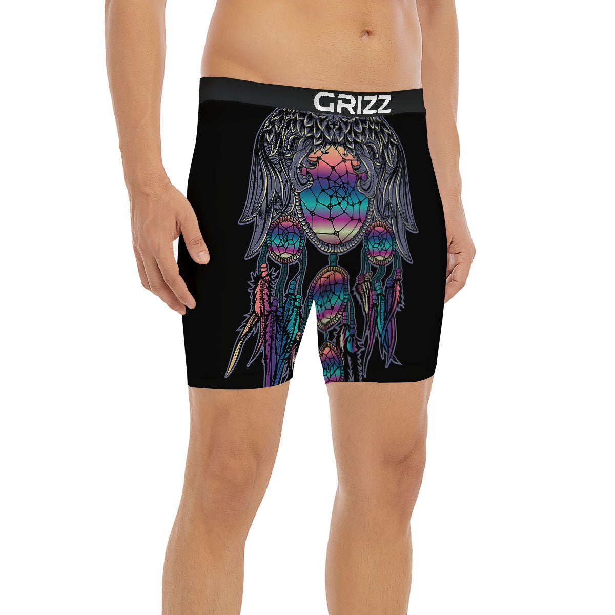 Owl With Dreamcatcher Print Boxer Briefs-grizzshop