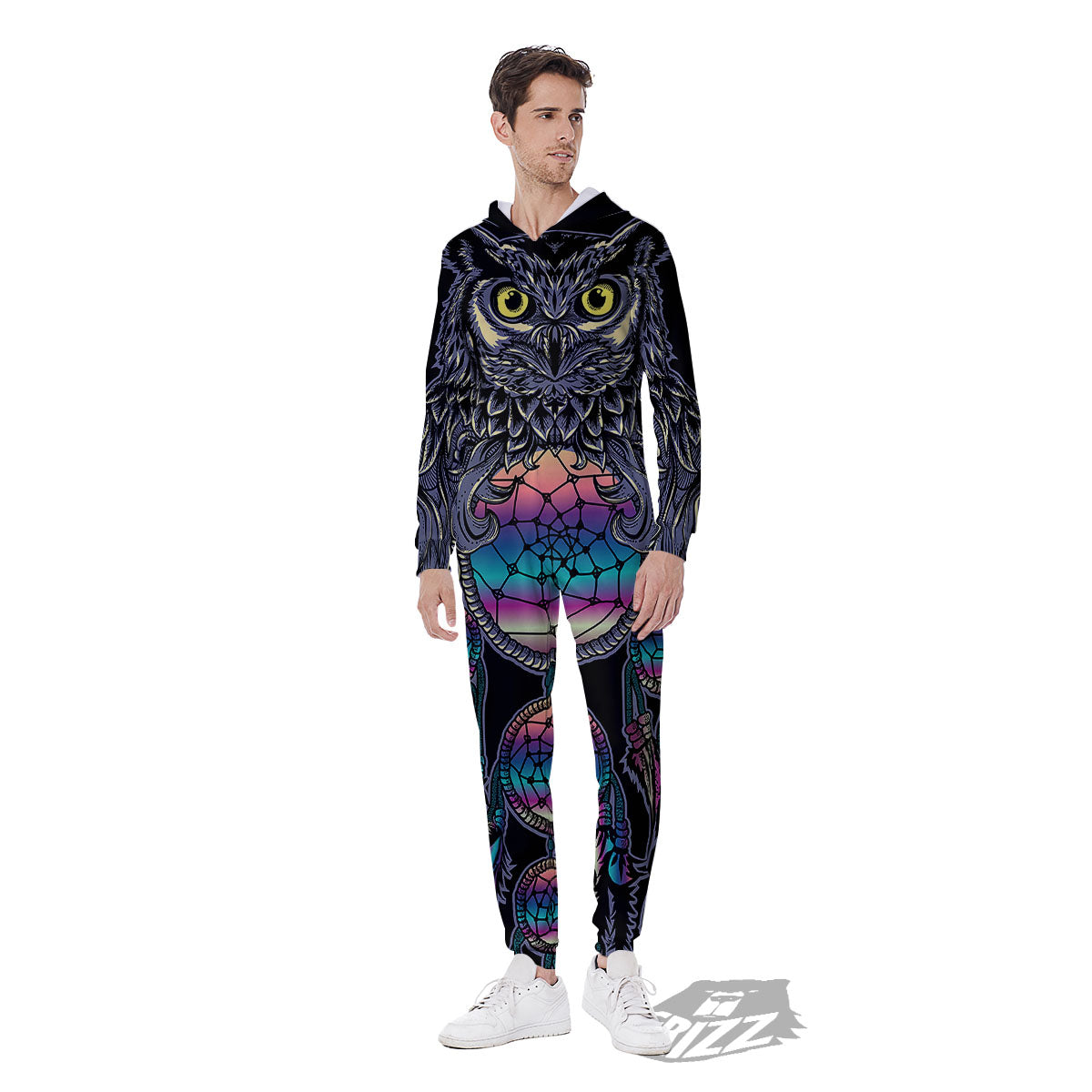 Owl With Dreamcatcher Print Men's Jumpsuit-grizzshop