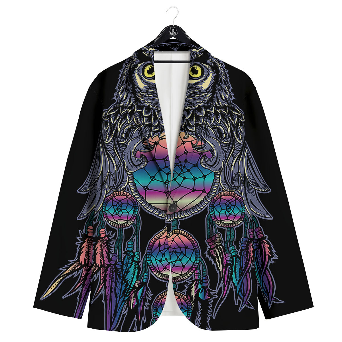 Owl With Dreamcatcher Print Men's Sport Coat-grizzshop